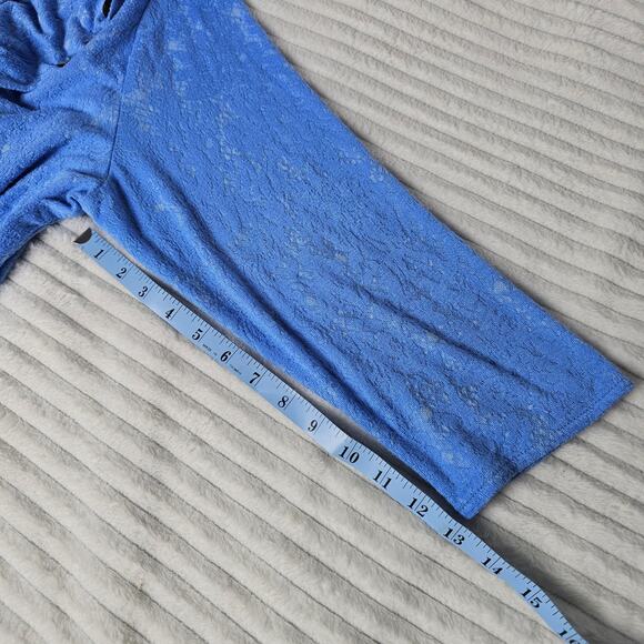 Habitat Blue Textured Faux Wrap Button Top Women’s XL Soft Asymmetrical Tunic - Picture 6 of 10